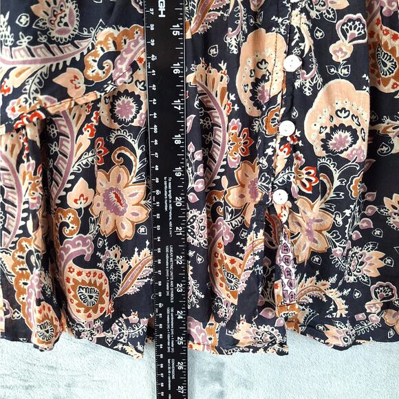 Womens Top Medium Boho Peasant Hippie Sequins‎ Floral Paisley Cottagecore Casual - Picture 5 of 7